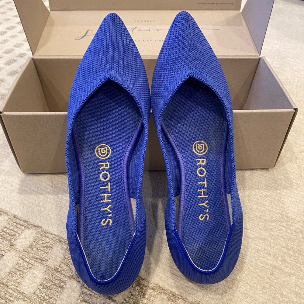 Rothy's the Point Women's Blue Flats, size 8c EUC; includes box
